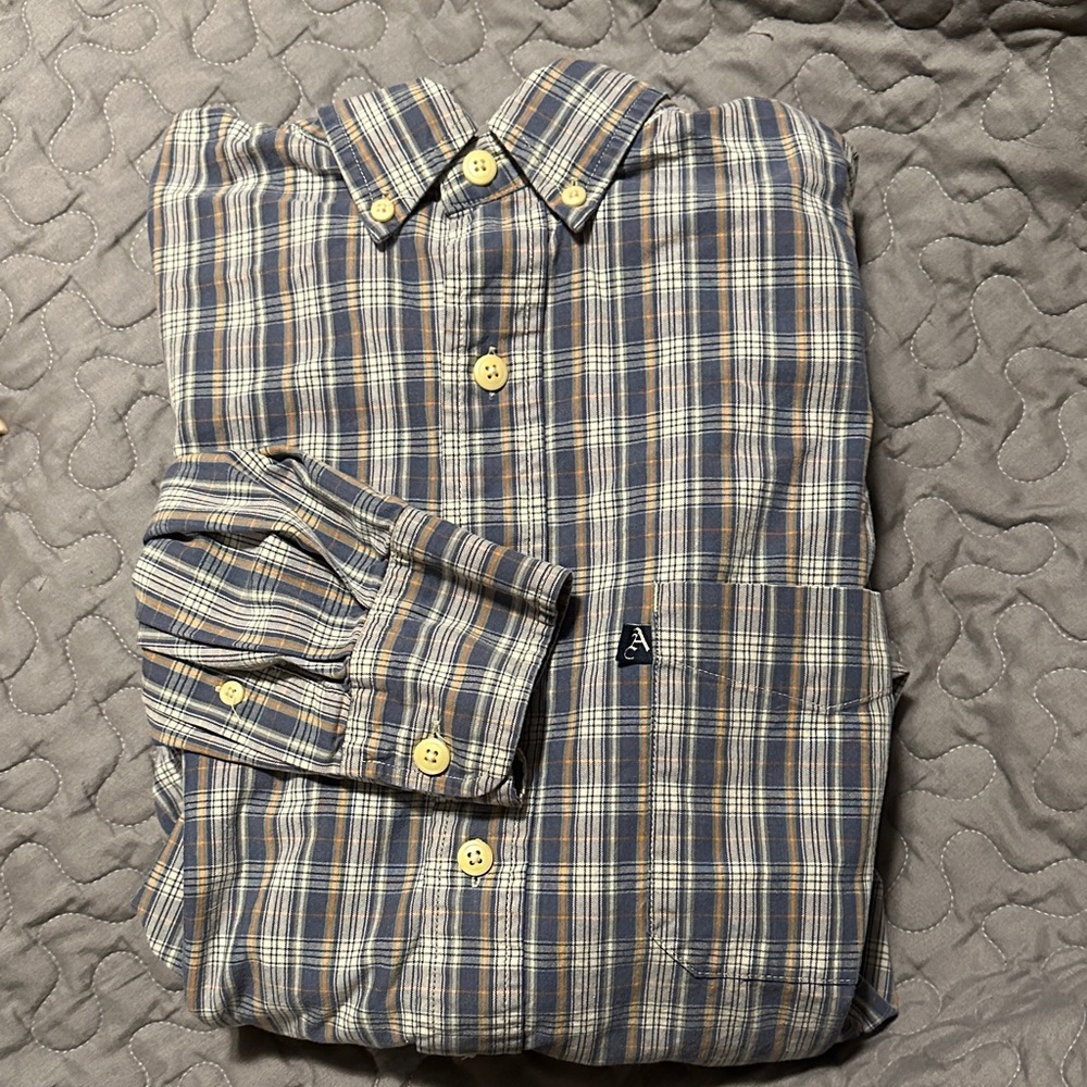 American Eagle Outfitters Blue and Cream Plaid Shirt